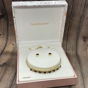Charter Club gold post earrings set with bracelet